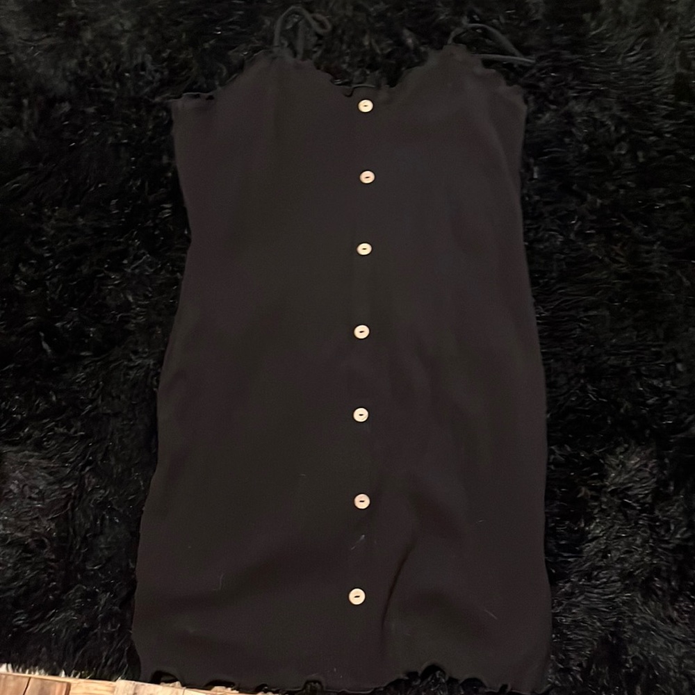 Button spaghetti strap dress